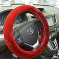 Discount Car Steering Wheel Covers Velvet 15 Inch 38CM - Red