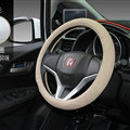 Fashion Car Steering Wheel Covers Genuine Leather 15 Inch 38CM - Beige