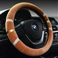 Fringe Auto Steering Wheel Covers Velvet 15 Inch 38CM - Coffee