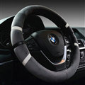 Fringe Auto Steering Wheel Covers Velvet 15 Inch 38CM - Grey