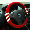 Fringe Auto Steering Wheel Wrap Velvet 15 Inch 38CM - Red