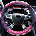 Funky Diamond Car Steering Wheel Cover PU Leather 15 Inch 38CM - Purple