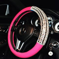 Funky Diamond Car Steering Wheel Covers PU Leather 15 Inch 38CM - Rose