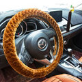 Lozenge Pattern Auto Steering Wheel Covers Velvet 15 Inch 38CM - Brown