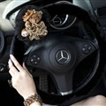 Miju Teddy Bear Car Steering Wheel Cover Bud Silk Wool 14 Inch 36CM - Black