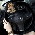 Miju Teddy Bear Car Steering Wheel Cover Bud Silk Wool 15 Inch 38CM - Black