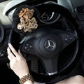 Miju Teddy Bear Car Steering Wheel Cover Bud Silk Wool 16 Inch 40CM - Black