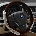 Personalized Auto Steering Wheel Wrap Velvet 15 Inch 38CM - Brown