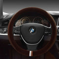 Personalized Car Steering Wheel Wrap Velvet 15 Inch 38CM - Brown