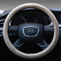 Quality Car Steering Wheel Wrap Genuine Leather 15 Inch 38CM - Beige