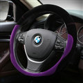 Splicing Auto Steering Wheel Wrap Velvet 15 Inch 38CM - Black Purple