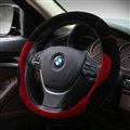 Splicing Auto Steering Wheel Wrap Velvet 15 Inch 38CM - Black Red