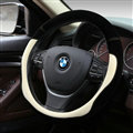 Splicing Auto Steering Wheel Wrap Velvet 15 Inch 38CM - Black White