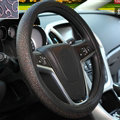 Cheap Car Steering Wheel Covers Ice Silk PU Leather 15 Inch 38CM - Black