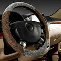 Cheapest Car Steering Wheel Wrap Ice Silk 15 Inch 38CM - Brown