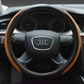 Classic Car Steering Wheel Wrap Ice Silk PU Leather 15 Inch 38CM - Black Brown
