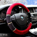 Classic Car Steering Wheel Wrap Velvet 15 Inch 38CM - Black Dark Red