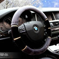 Classic Car Steering Wheel Wrap Velvet 15 Inch 38CM - Black Grey