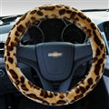 Classic Leopard Print Auto Steering Wheel Wrap Velvet 15 Inch 38CM - Gold