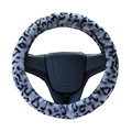 Classic Leopard Print Auto Steering Wheel Wrap Velvet 15 Inch 38CM - Grey