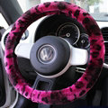 Classic Leopard Print Car Steering Wheel Covers Velvet 15 Inch 38CM - Rose