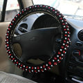 Colorful Beaded Car Steering Wheel Wrap Ice Silk 15 Inch 38CM - Black