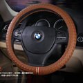 Colorful Car Steering Wheel Covers Sheepskin Leather 15 Inch 38CM - Brown