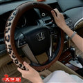 Cool Auto Steering Wheel Wrap Snake Print Genuine Leather 15 Inch 38CM - Brown