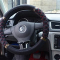 Cooling Car Steering Wheel Covers Milk Silk Fiber Cloth 15 Inch 38CM - Black
