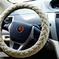 Cooling Car Steering Wheel Wrap Milk Silk Fiber Cloth 15 Inch 38CM - Beige
