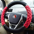 Cooling Car Steering Wheel Wrap Milk Silk Fiber Cloth 15 Inch 38CM - Black Red