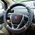 Cooling Car Steering Wheel Wrap Milk Silk Fiber Cloth 15 Inch 38CM - Grey