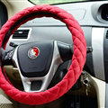 Cooling Car Steering Wheel Wrap Milk Silk Fiber Cloth 15 Inch 38CM - Red