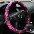 Cute Camo Auto Steering Wheel Wrap PU Leather 15 Inch 38CM - Pink