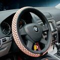 Discount Car Steering Wheel Wrap Ice Silk PU Leather 15 Inch 38CM - Black Coffee