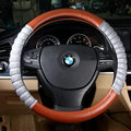 Discount Car Steering Wheel Wrap Ice Silk PU Leather 15 Inch 38CM - Orange