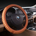 Elegant Car Steering Wheel Covers Ice Silk PU Leather 15 Inch 38CM - Orange