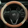 Elegant Car Steering Wheel Wrap Ice Silk PU Leather 15 Inch 38CM - Beige