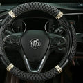 Elegant Car Steering Wheel Wrap Ice Silk PU Leather 15 Inch 38CM - Black