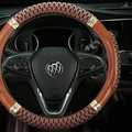Elegant Car Steering Wheel Wrap Ice Silk PU Leather 15 Inch 38CM - Brown