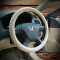 Elegant Green Rubber Car Steering Wheel Cover 15 Inch 38CM - Beige