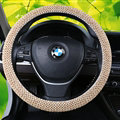 Exquisite Beaded Car Steering Wheel Cover 15 Inch 38CM - Beige