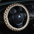 Exquisite Beaded Car Steering Wheel Cover Ice Silk 15 Inch 38CM - Beige
