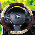 Exquisite Beaded Car Steering Wheel Wrap 15 Inch 38CM - Red Beige