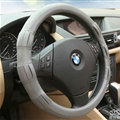 Exquisite Car Steering Wheel Covers Sheepskin Leather 15 Inch 38CM - Grey