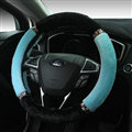 Exquisite Diamond Auto Steering Wheel Wrap Velvet 15 Inch 38CM - Blue