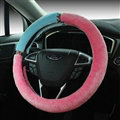 Exquisite Diamond Auto Steering Wheel Wrap Velvet 15 Inch 38CM - Pink