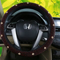Exquisite Flower Beaded Car Steering Wheel Wrap 15 Inch 38CM - Red Beige