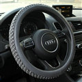 Exquisite Knitting Car Steering Wheel Covers Sheepskin Leather 15 Inch 38CM - Grey