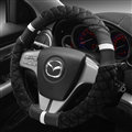 Exquisite Lozenge Pattern Auto Steering Wheel Wrap Velvet 15 Inch 38CM - Black